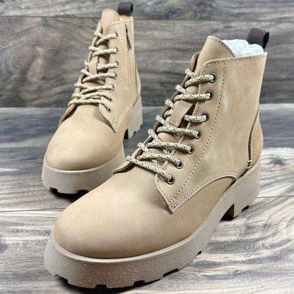 NIB OTBT Immerse 8M Lace Up Boots Combat Booties Beige Nubuck Made In Portugal - Picture 5 of 11